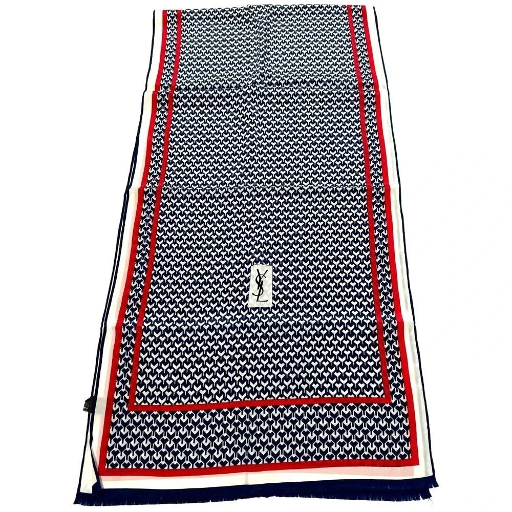 Yves Saint Laurent‎ Scarf/Shawl Silk Red/White/Blue